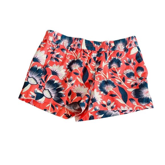 J. Crew Pants - J. CREW Size 6 Linen Blend Orange Hibiscus Floral Print 3" Boardwalk Shorts
